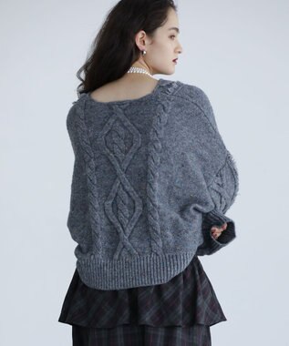 Green Parks ■ＥＳＣＡＲ　フリンジケーブルポップコーンニット Gray