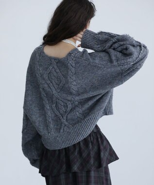 Green Parks ■ＥＳＣＡＲ　フリンジケーブルポップコーンニット Gray