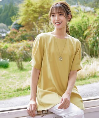 Tiaclasse 【洗える】パフスリーブチュニックブラウス イエロー