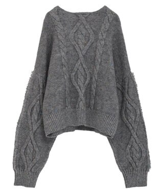 Green Parks ■ＥＳＣＡＲ　フリンジケーブルポップコーンニット Gray