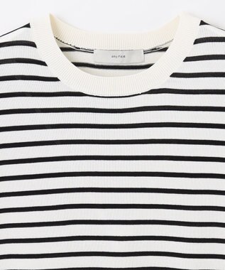 ANY 【UVケア/接触冷感/アンチピリング】クールタッチフレンチスリーブニット オフ×ブラック