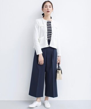 組曲 【ストレッチ・長袖】コットンフライス バスクTシャツ ブラック系1