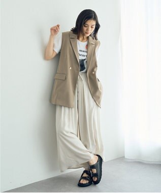 YECCA VECCA シルキータックワイドパンツ Charcoal Gray