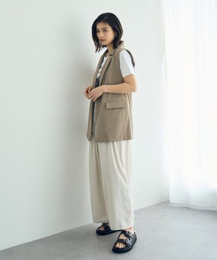 YECCA VECCA シルキータックワイドパンツ Charcoal Gray