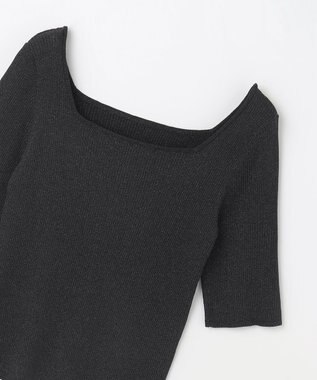 GRACE CONTINENTAL ラメリブニットトップ ブラック