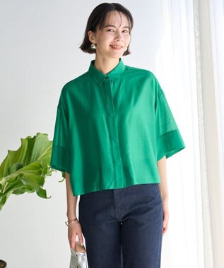 UNFILO ライトシアー クロップドシャツ グリーン