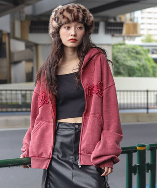 WEGO 【ユニセックス着用ITEM/MLサイズ展開】ショートグラフィックZIPパーカー