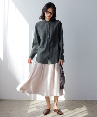 組曲 【セットアップ対応・ウエストゴム仕様】ニュアンスシフォン スカート ベージュ系