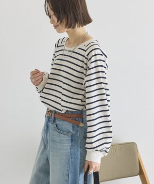 AMERICAN HOLIC フレアラグランボーダーロンＴ Off White