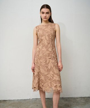 GRACE CONTINENTAL ケミカルリーフドレス ベージュ