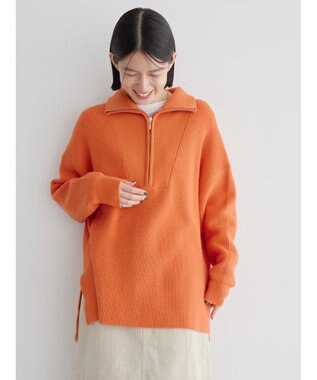 AMERICAN HOLIC バイパチハーフＺＩＰ片畦ニットプルオーバー　 Orange