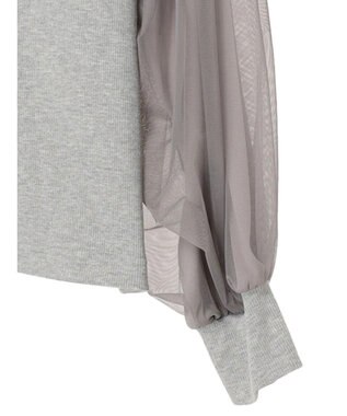 Green Parks 袖チュールドッキングリブプルオーバー Gray