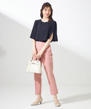 ANY SIS 【洗える】ケープフレアスリーブ ブラウス ネイビー