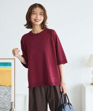 Green Parks トレーナー風ニットプルオーバー Red