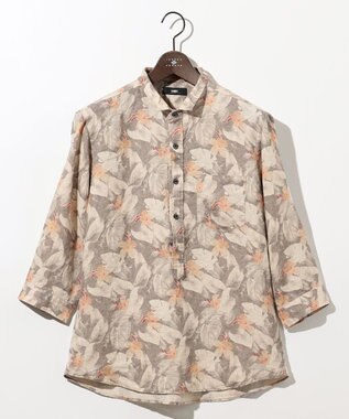 JOSEPH ABBOUD ボタニカルプリント7分袖シャツ ライトグレー系6