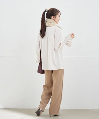 Tiaclasse L 【日本製・洗える】ジョーゼットニットワイドパンツ モカ