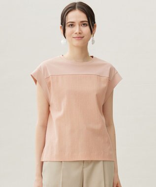 【カタログ掲載・洗える】リネンサッカーコンビブロッキング カットソー