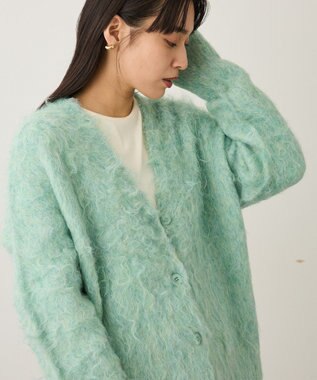 CRAFT STANDARD BOUTIQUE カール起毛モヘアライクVネックニットカーディガン Green