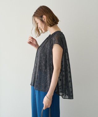 YECCA VECCA シアードット柄ブラウス Black
