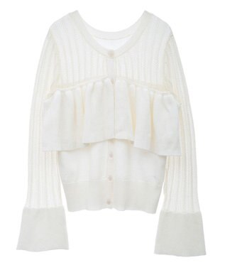 Green Parks ２ＷＡＹ　ラッフル切替ニットトップス Ivory