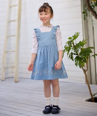 ANY KIDS 【チェリーベリーシリーズ】フルーツ 刺繍 ジャンパースカート ブルー
