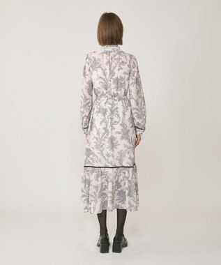 GRACE CONTINENTAL サラサプリントリボン付ワンピース ブラック