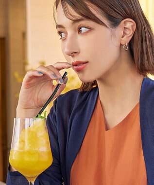 Tiaclasse 【金属アレルギー対応】ストーンフープバインドピアス ピンクゴールド