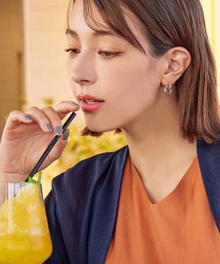 Tiaclasse 【金属アレルギー対応】ストーンフープバインドピアス ピンクゴールド