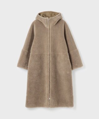 GRACE CONTINENTAL ウールボアムートンフードコート カーキ