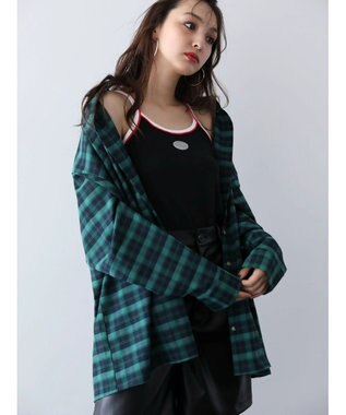 Green Parks ＥＧＯＩＳＴ　チェックロゴシャツチュニック Black