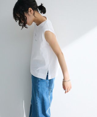 Green Parks ノースリーブ筆記体ロゴプルオーバー Off White