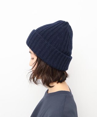 WHITE MAILS 【UNISEX】WOOL PAPER DOUBLE KNIT リブビーニー ネイビー