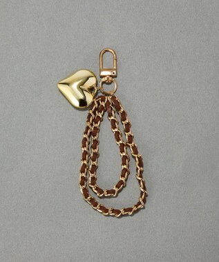 Phoebe スウェードチェーンハートバッグチャーム　ブラウン　ゴールド ブラウン