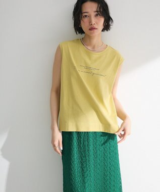 Green Parks ノースリーブ筆記体ロゴプルオーバー Lime Green