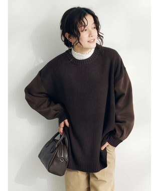 CRAFT STANDARD BOUTIQUE 片畔ニットドッキングチュニック Brown