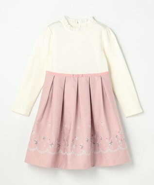 組曲 KIDS 【110-140㎝】 フラワーアーチワンピース＆ボレロジャケットセット ピンク