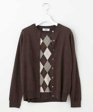 J.PRESS LADIES 【洗える】アーガイルツイン ニット ダークブラウン系