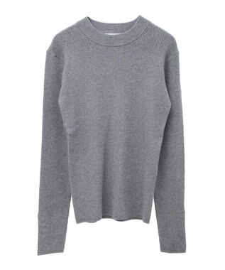 Green Parks もちやわ　袖口釦リブニットプルオーバー Gray