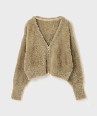 GRACE CONTINENTAL フェザーzipニットカーディガン カーキ