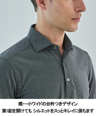 GOTAIRIKU あのBIZポロが 長袖に【仕事で着られる】キレイめ 鹿の子 ビズポロシャツ_ロング ライトグレー系