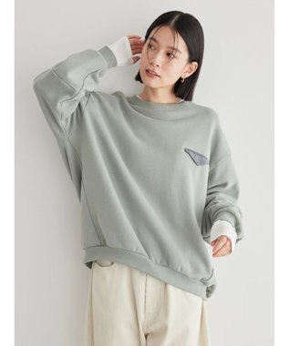 AMERICAN HOLIC ポケット付きバックドレープ裏毛プルオーバー Sax