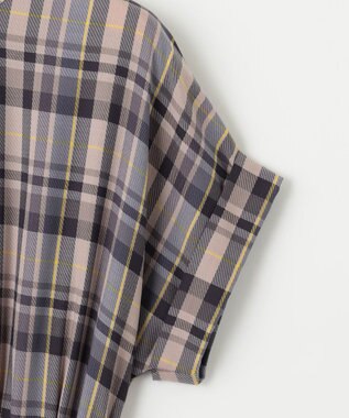 組曲 【リボンタイ付き】シアーツイルチェック ワンピース パープル系3