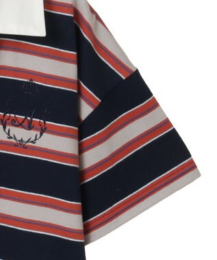 Green Parks エムブレム刺繍ショートボーダーカットソー Navy