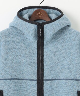 JOSEPH ABBOUD MOUNTAIN 【軽量/リサイクルウール使用】ヘリンボンウールフリース フーディ サックスブルー系
