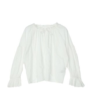 earth music&ecology ギャザーショートブラウス Off White