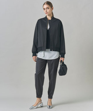 ICB 【洗える】 マットサテン MA-1ブルゾン ブラック系