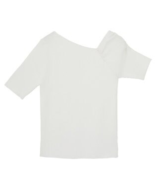 earth music&ecology アシメネックリブニットプルオーバー Off White