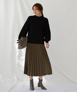 ANY 【洗濯機可能/8色展開】ソフトタッチポリエステルニット ブラック