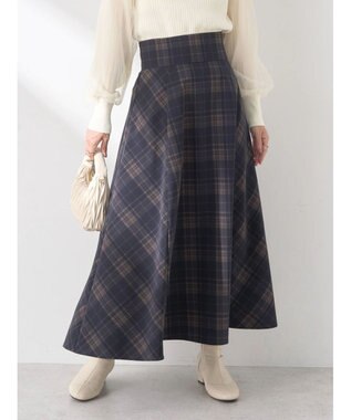 earth music&ecology バックレースアップチェックスカート Navy
