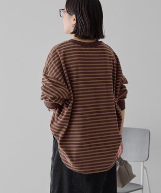 AMERICAN HOLIC ソフトタッチボーダープルオーバー Brown